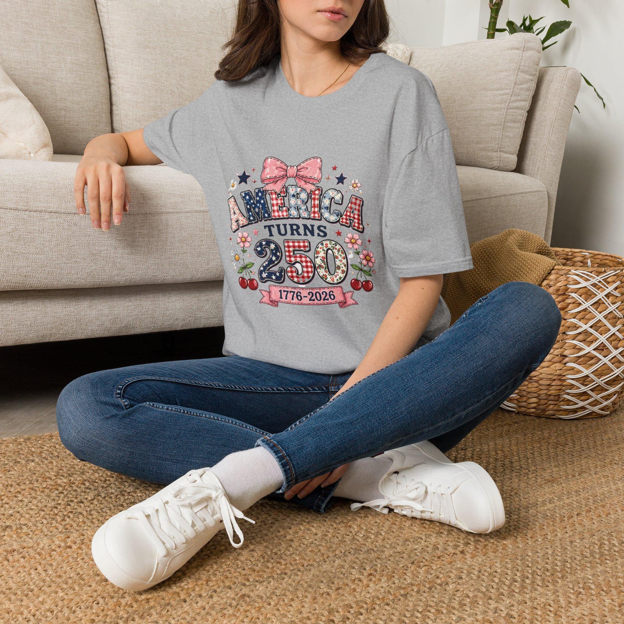 America Turns 250 T-Shirt | Vintage Americana Patriotic Bow Tee, Excellent Gift!