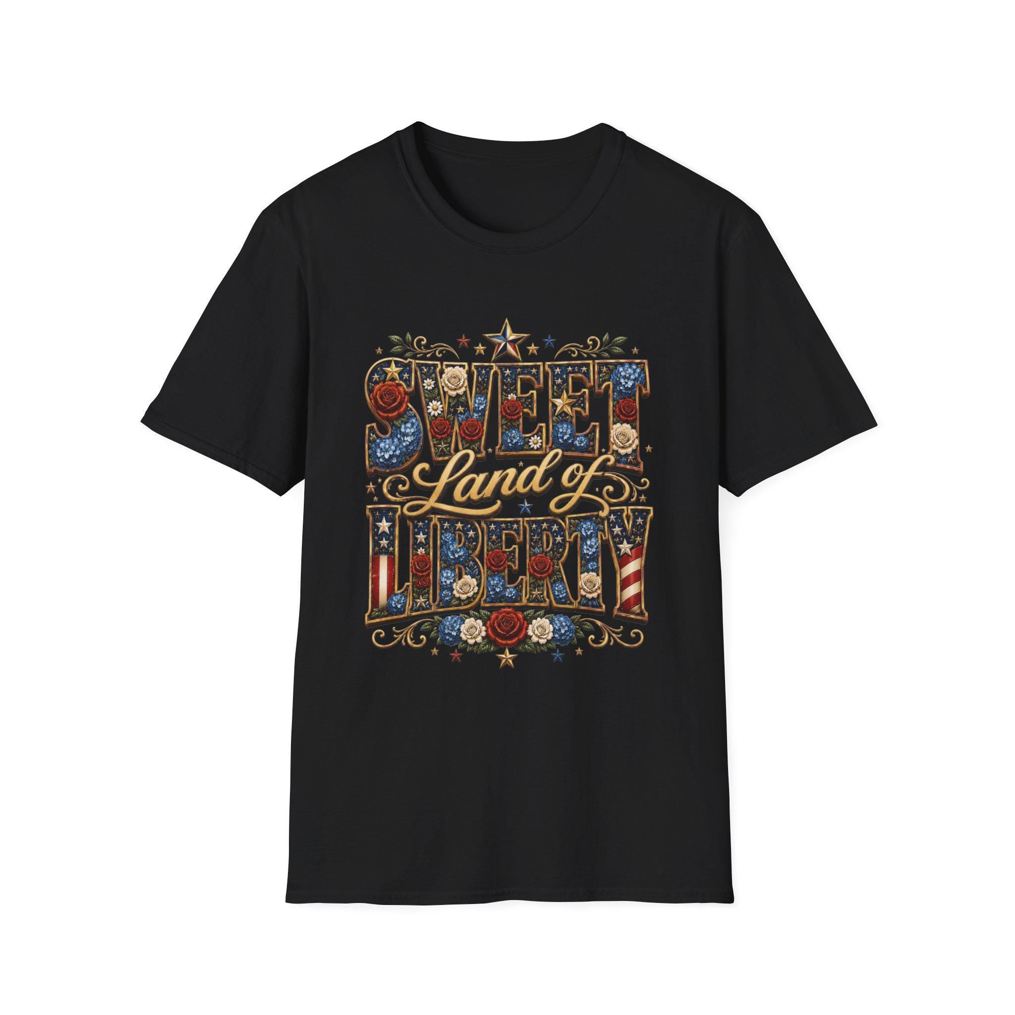 Sweet Land of Liberty T-Shirt | Americana Floral Stars, 250th Anniversary, 4th July, Excellent Gift!