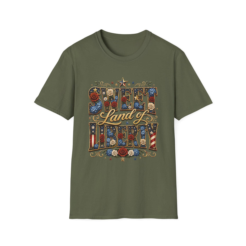 Sweet Land of Liberty T-Shirt | Americana Floral Stars, 250th Anniversary, 4th July, Excellent Gift!