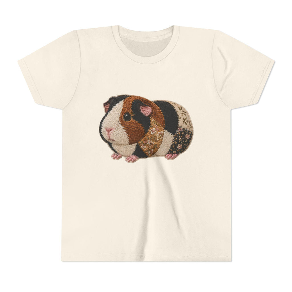 Patchwork Guinea Pig Youth Tee | Embroidered Style Quilted Shirt, Excellent Gift!