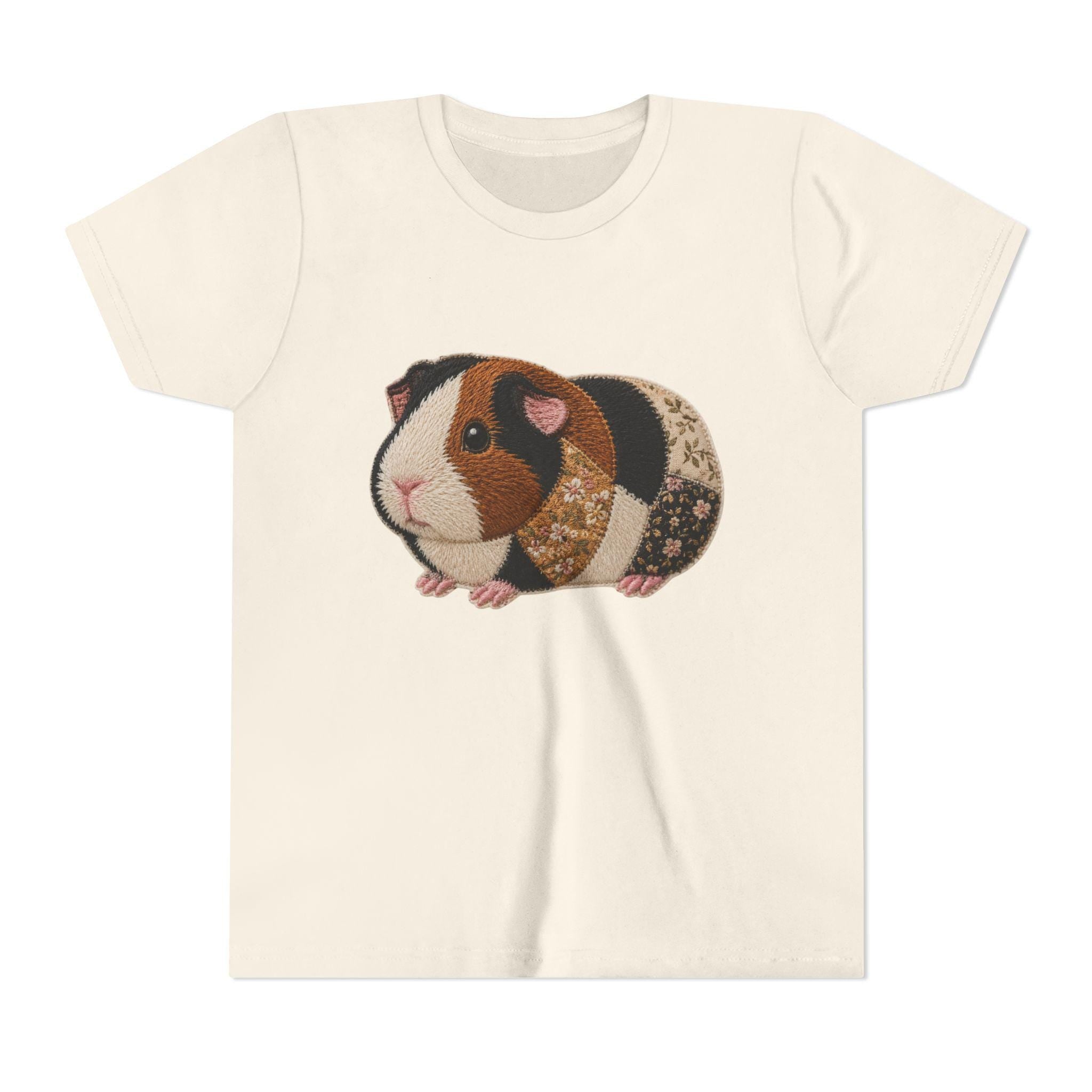 Patchwork Guinea Pig Youth Tee | Embroidered Style Quilted Shirt, Excellent Gift!