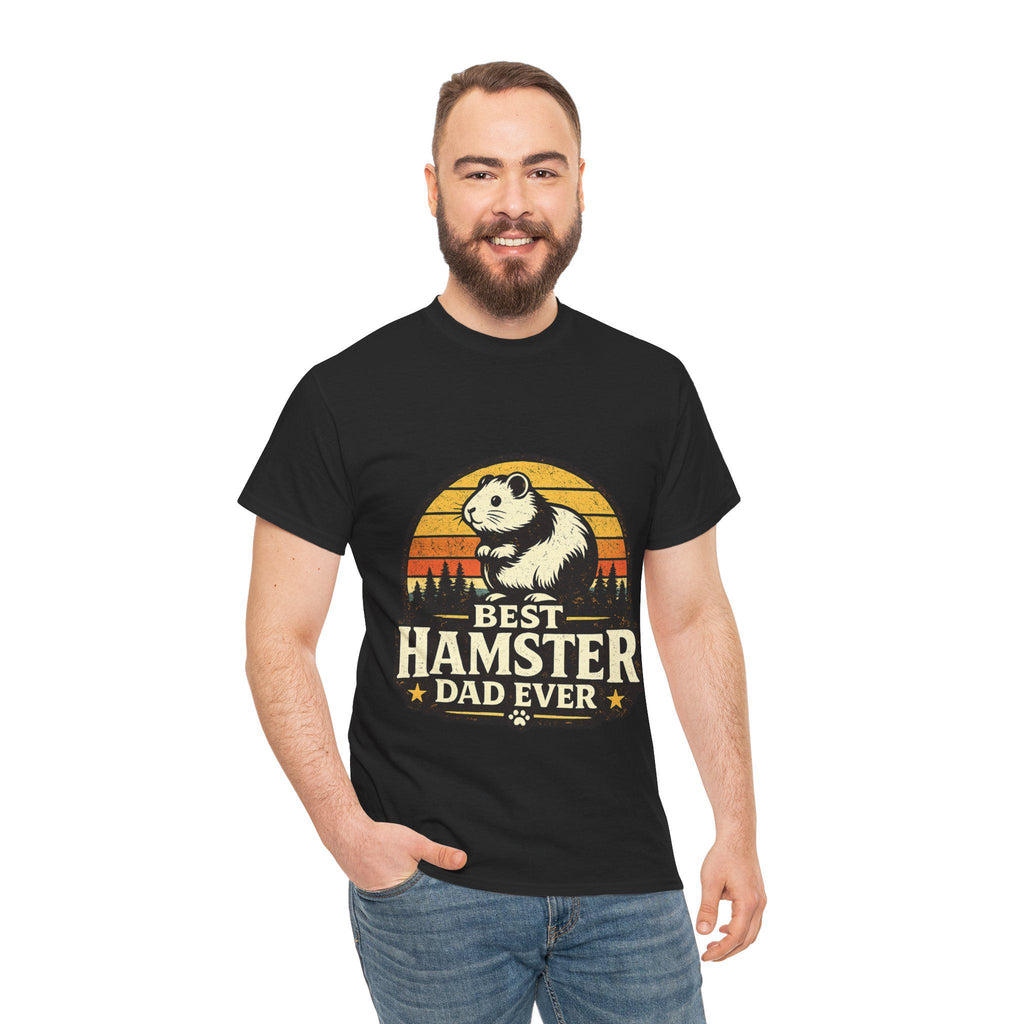 Retro Sunset Hamster Dad T-Shirt | Pet Lover Tee, Excellent Gift!