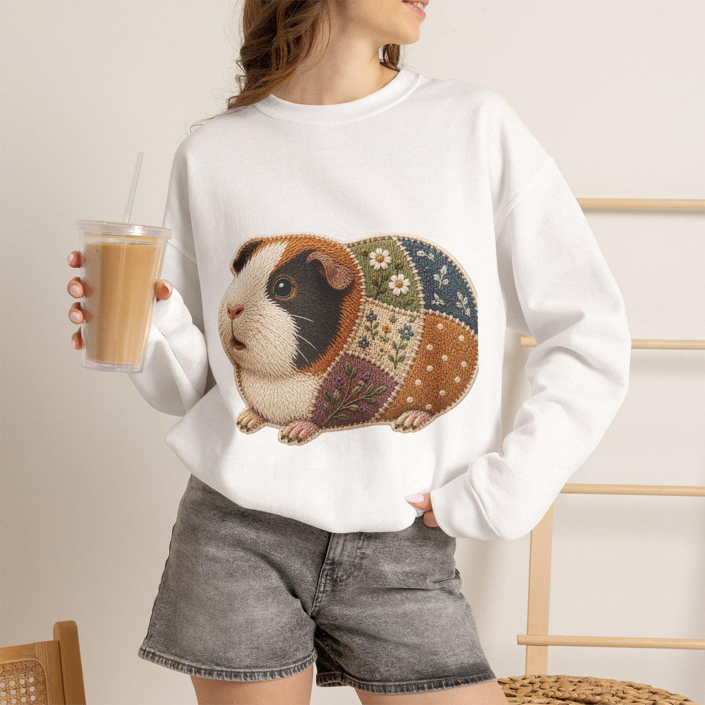 Patchwork Guinea Pig Embroidered Sweatshirt | Cozy Crewneck Pet Lover Gift, Excellent Gift!