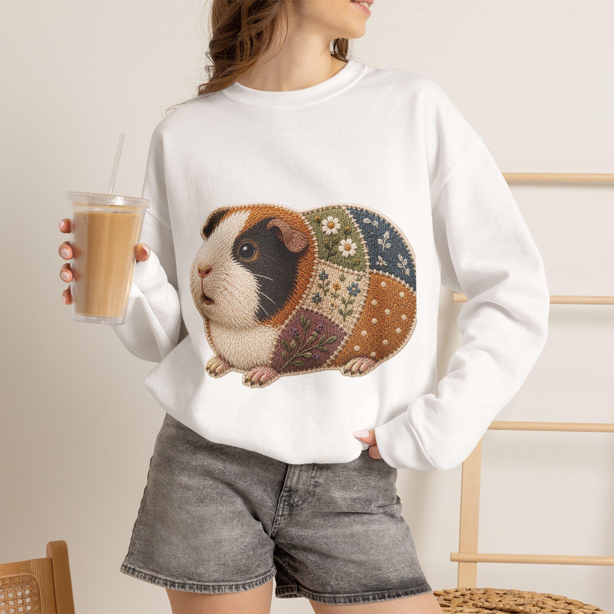 Patchwork Guinea Pig Embroidered Sweatshirt | Cozy Crewneck Pet Lover Gift, Excellent Gift!