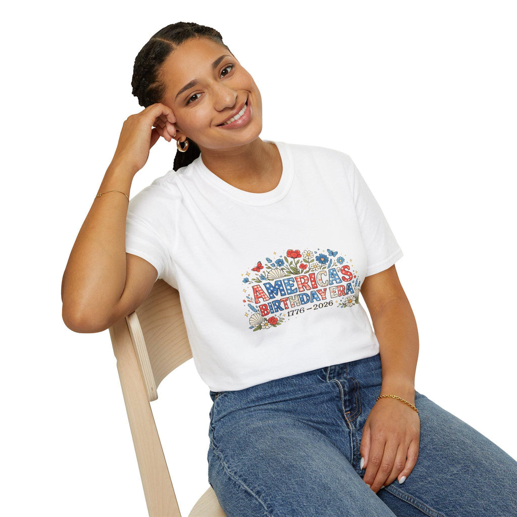 America's Birthday Era T-Shirt | Patriotic Floral Tee 1776-2026, Excellent Gift!