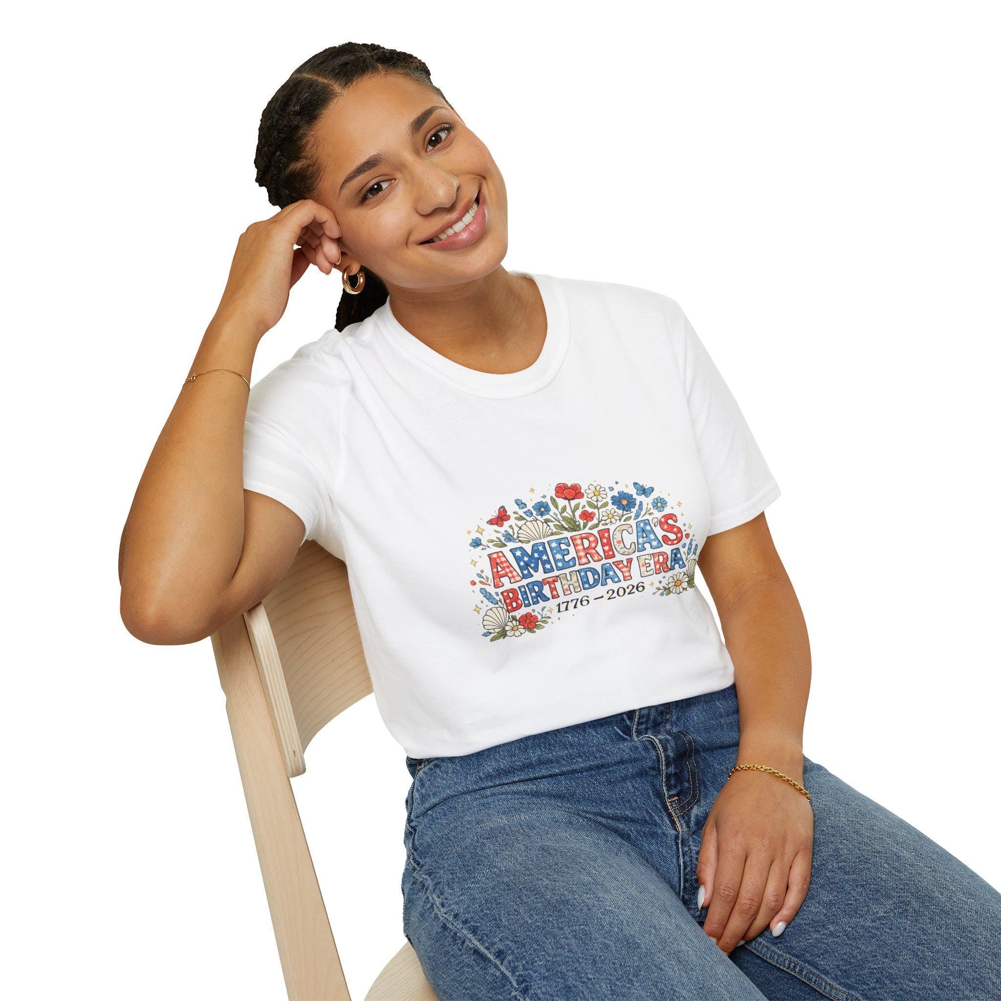 America's Birthday Era T-Shirt | Patriotic Floral Tee 1776-2026, Excellent Gift!