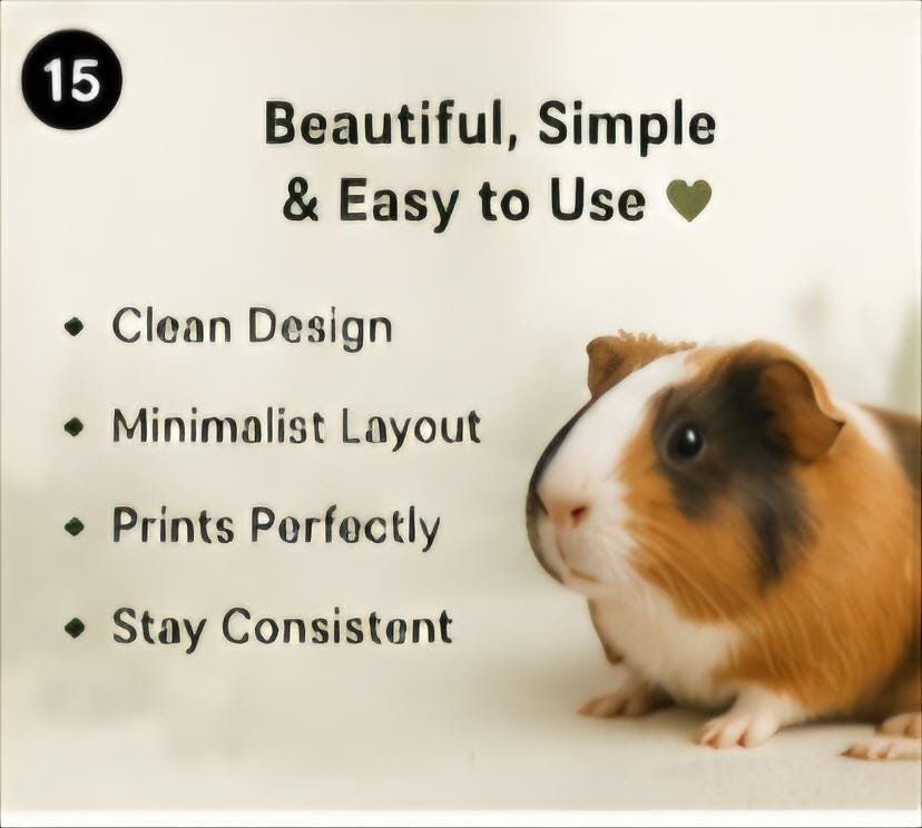 Guinea Pig Health and Care Planner Bundle, Daily Feeding Weight Tracker (Digital Download)