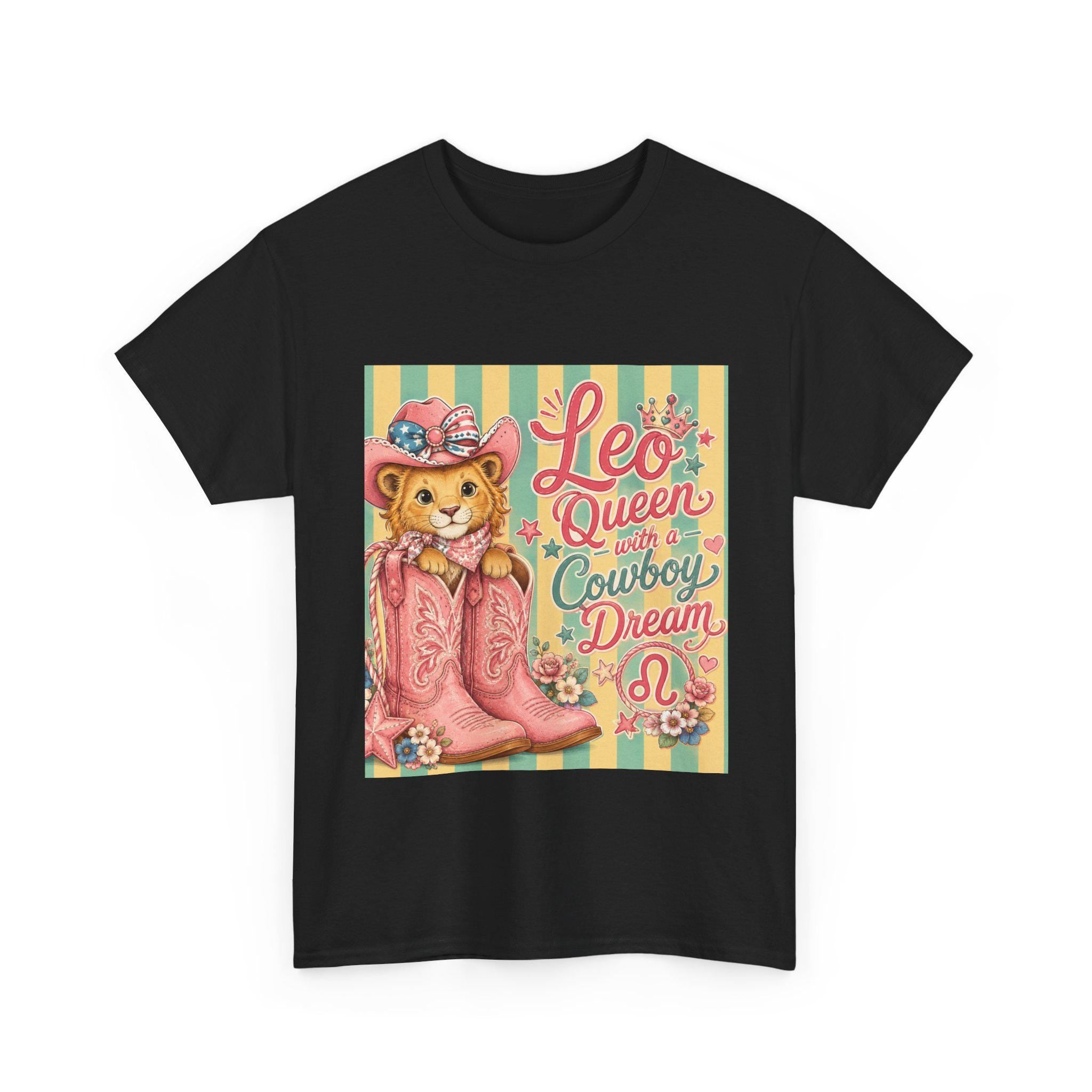 Leo Queen Cowboy Boots Graphic Tee | Vintage Western Cat Shirt, Excellent Gift!