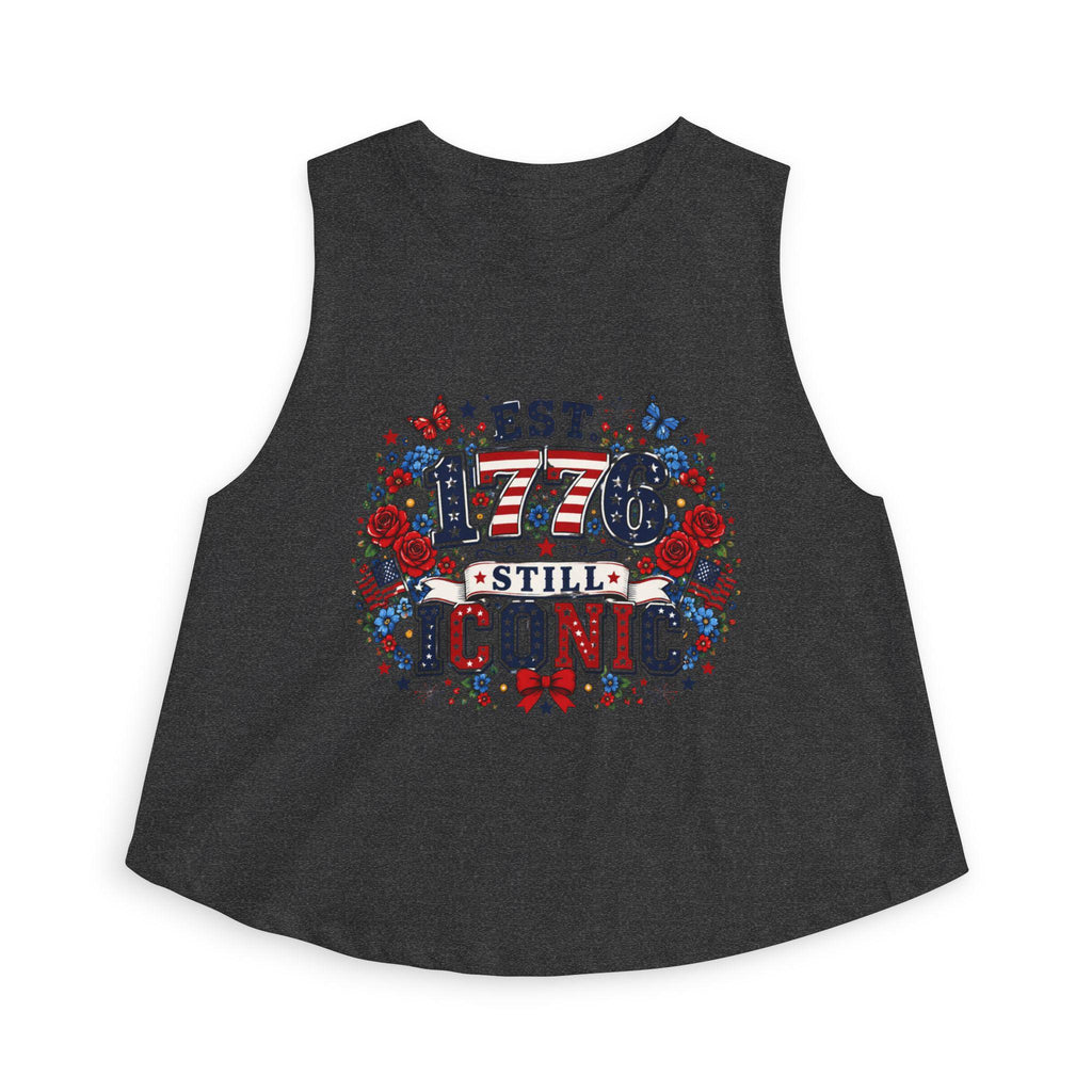 Women's Patriotic Crop Top | Est. 1776 Iconic Graphic, Americana Floral Design, Excellent Gift!