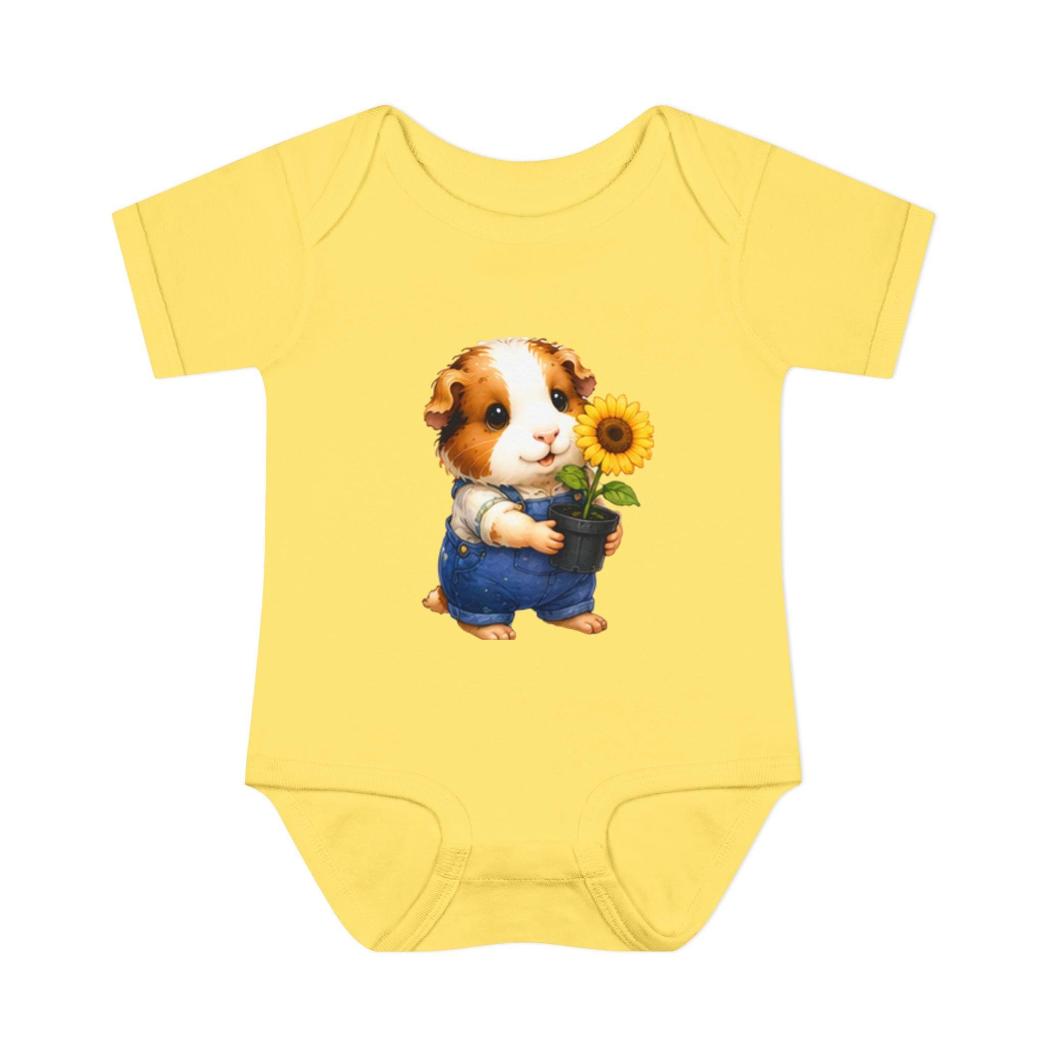 Guinea Pig Sunflower Infant Bodysuit | Garden Baby Onesie, Cotton Comfort, Excellent Gift!