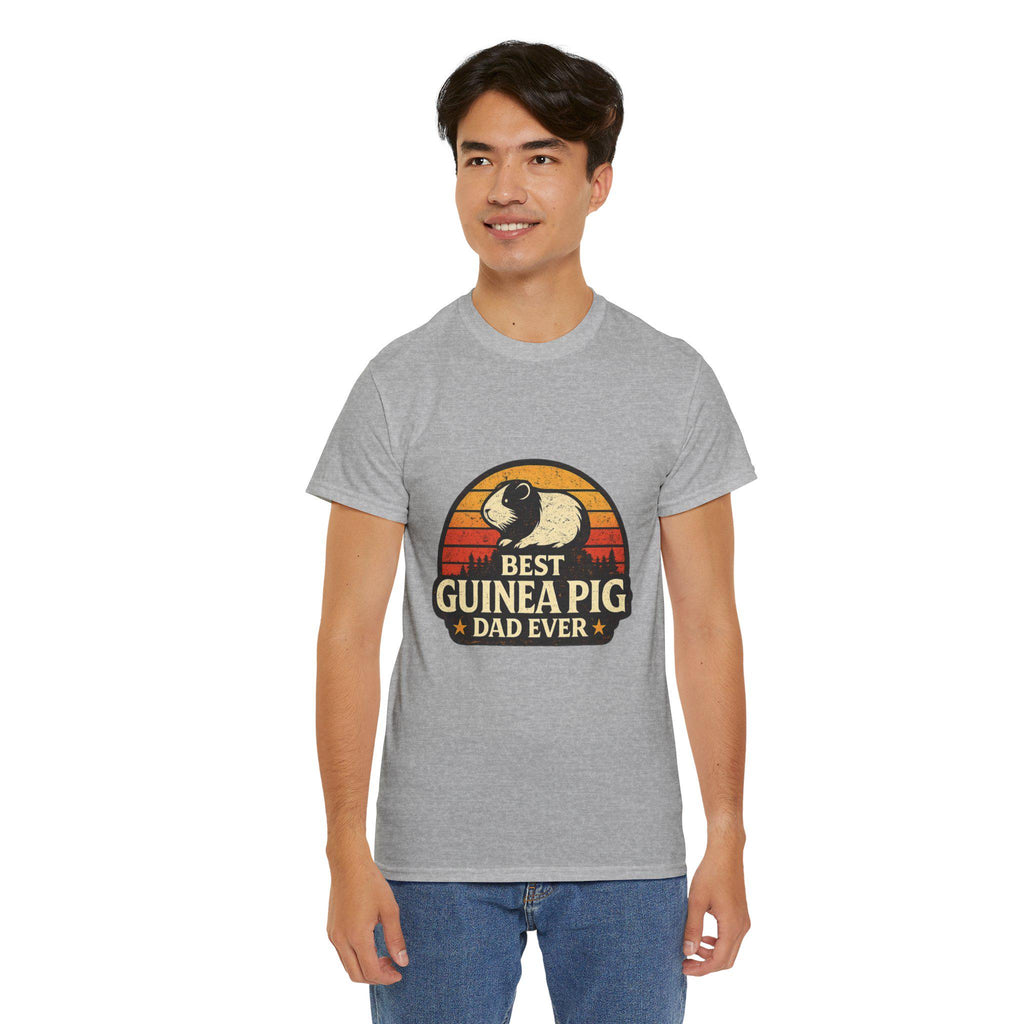 Retro Guinea Pig Dad T-Shirt | Sunset Pet Owner Tee, Excellent Gift!