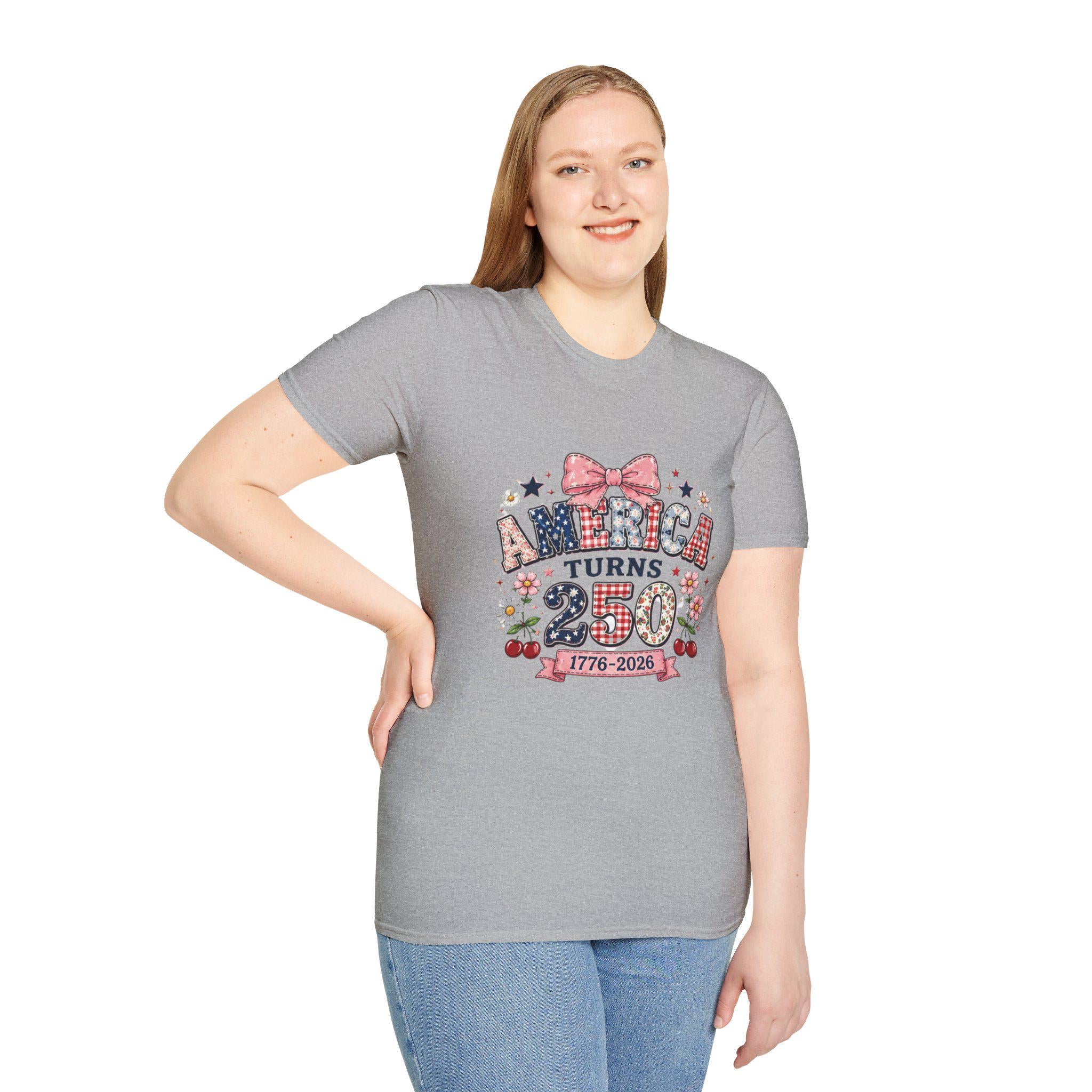 America Turns 250 T-Shirt | Vintage Americana Patriotic Bow Tee, Excellent Gift!