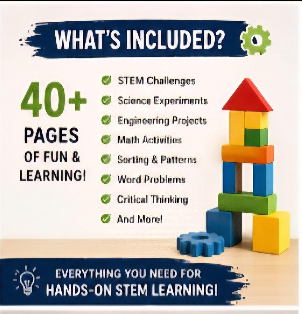 STEM and Technology Homeschool Packet Printable, Engineering and Science Activities PDF, Kids Learning Bundle