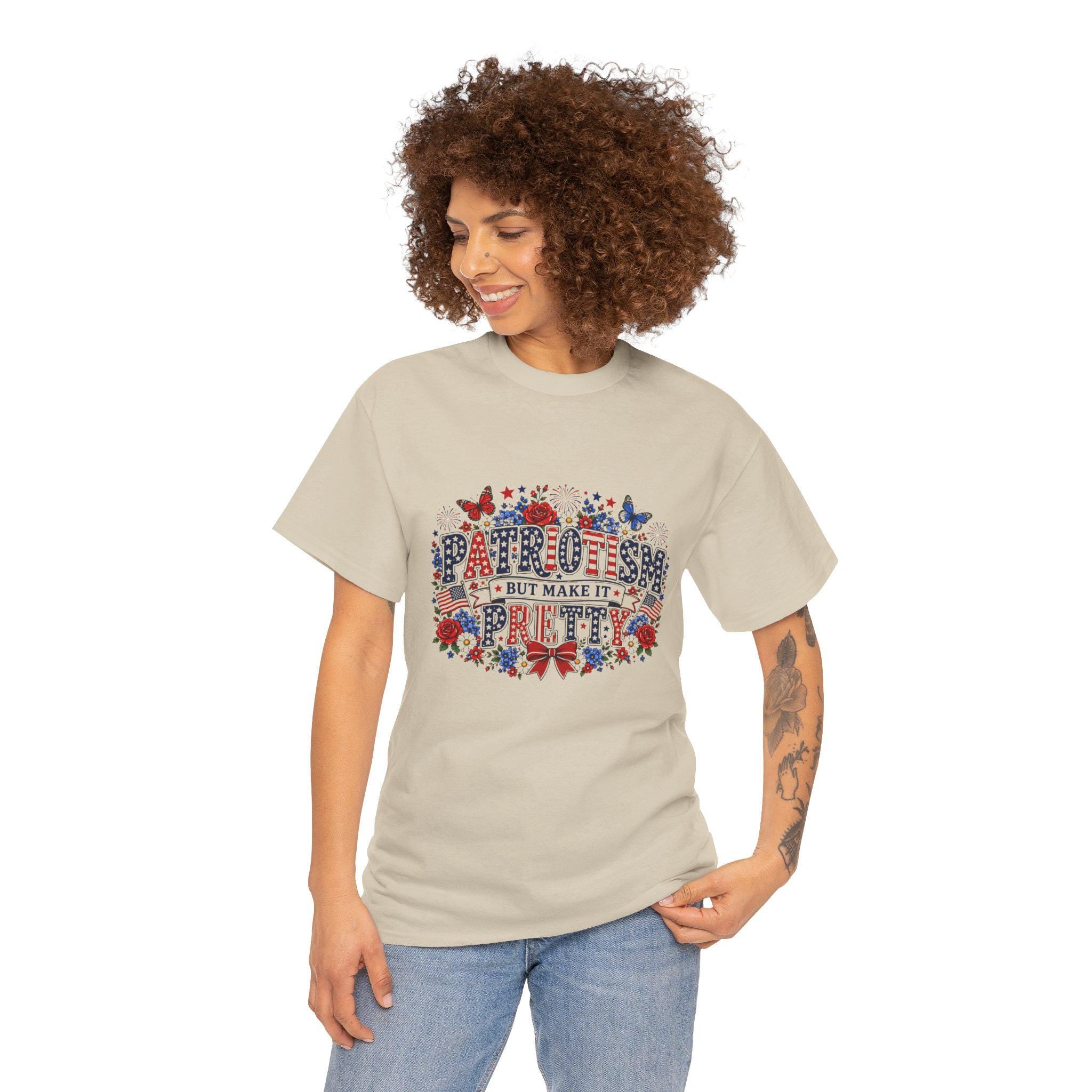 Patriotic Floral Typography Tee | Red White Blue Stars, 250th Anniversary USA, Excellent Gift!