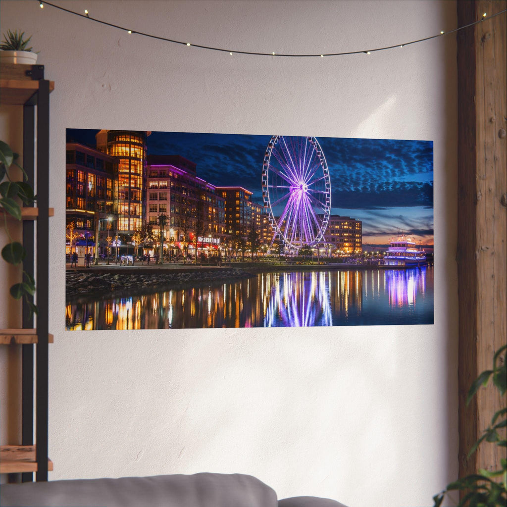 National Harbor Waterfront Night Print, Capital Wheel Photography (Digital Download), Excellent Gift!