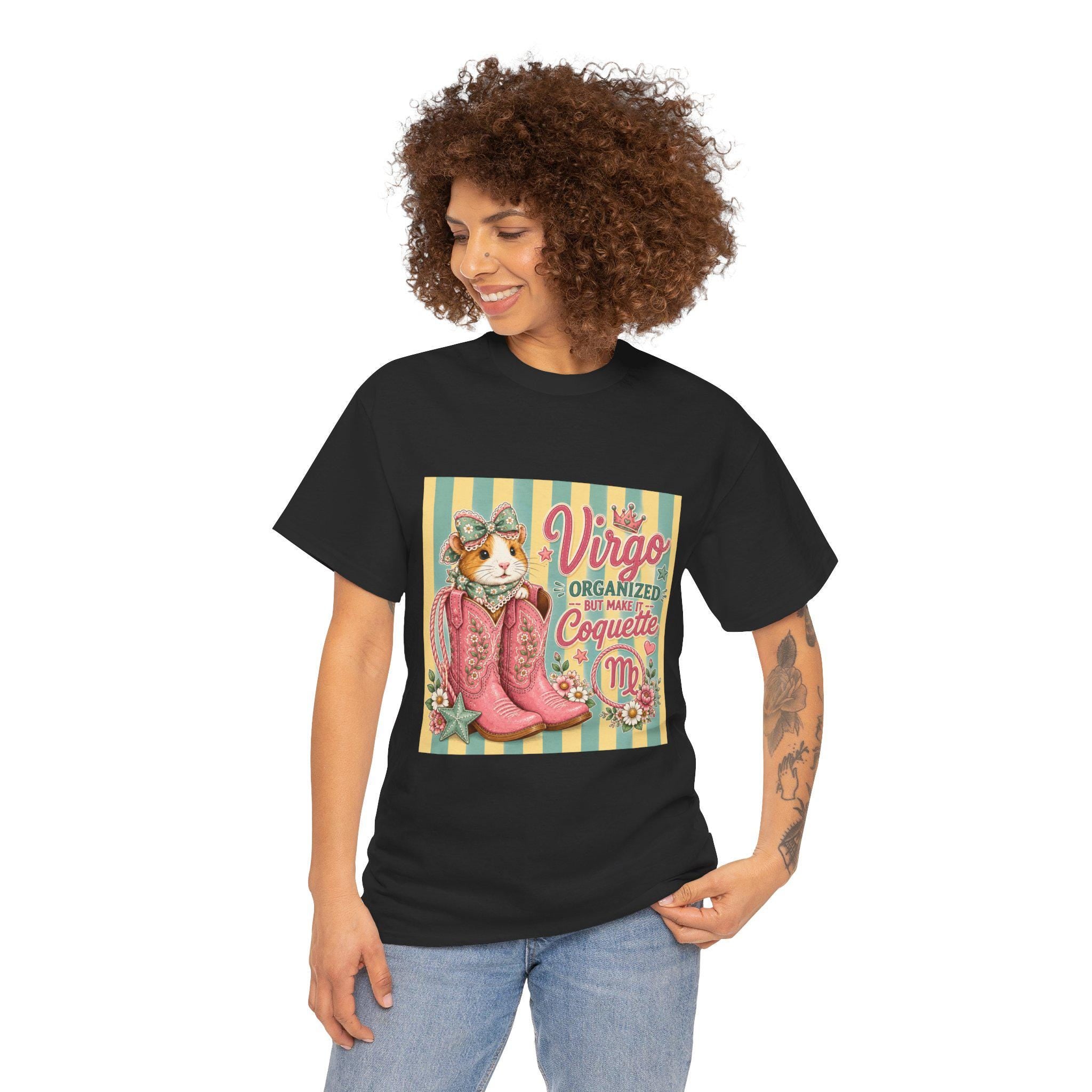 Virgo Guinea Pig with Cowboy Boots Tee | Zodiac Virgo Organized Coquette, Excellent Gift!