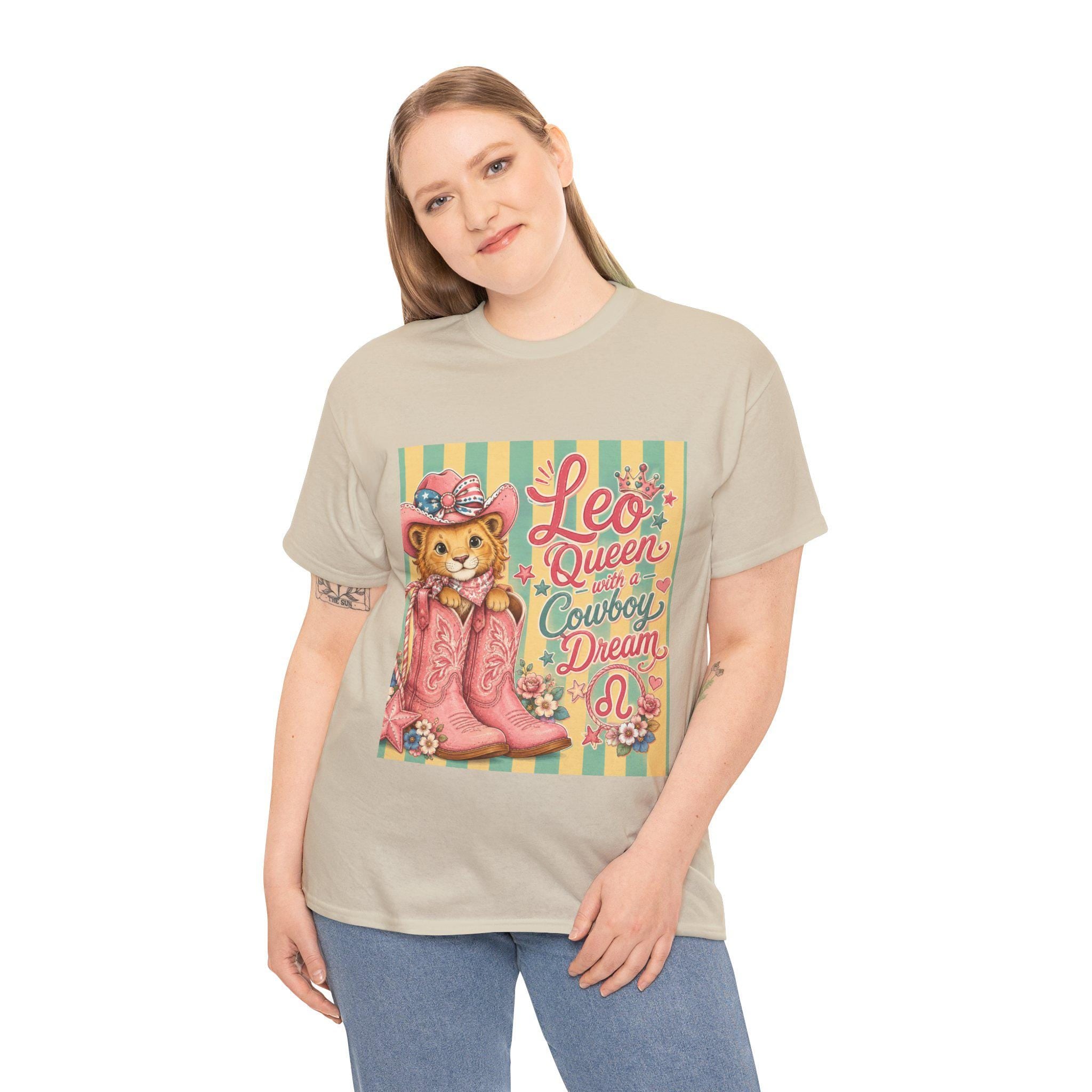 Leo Queen Cowboy Boots Graphic Tee | Vintage Western Cat Shirt, Excellent Gift!