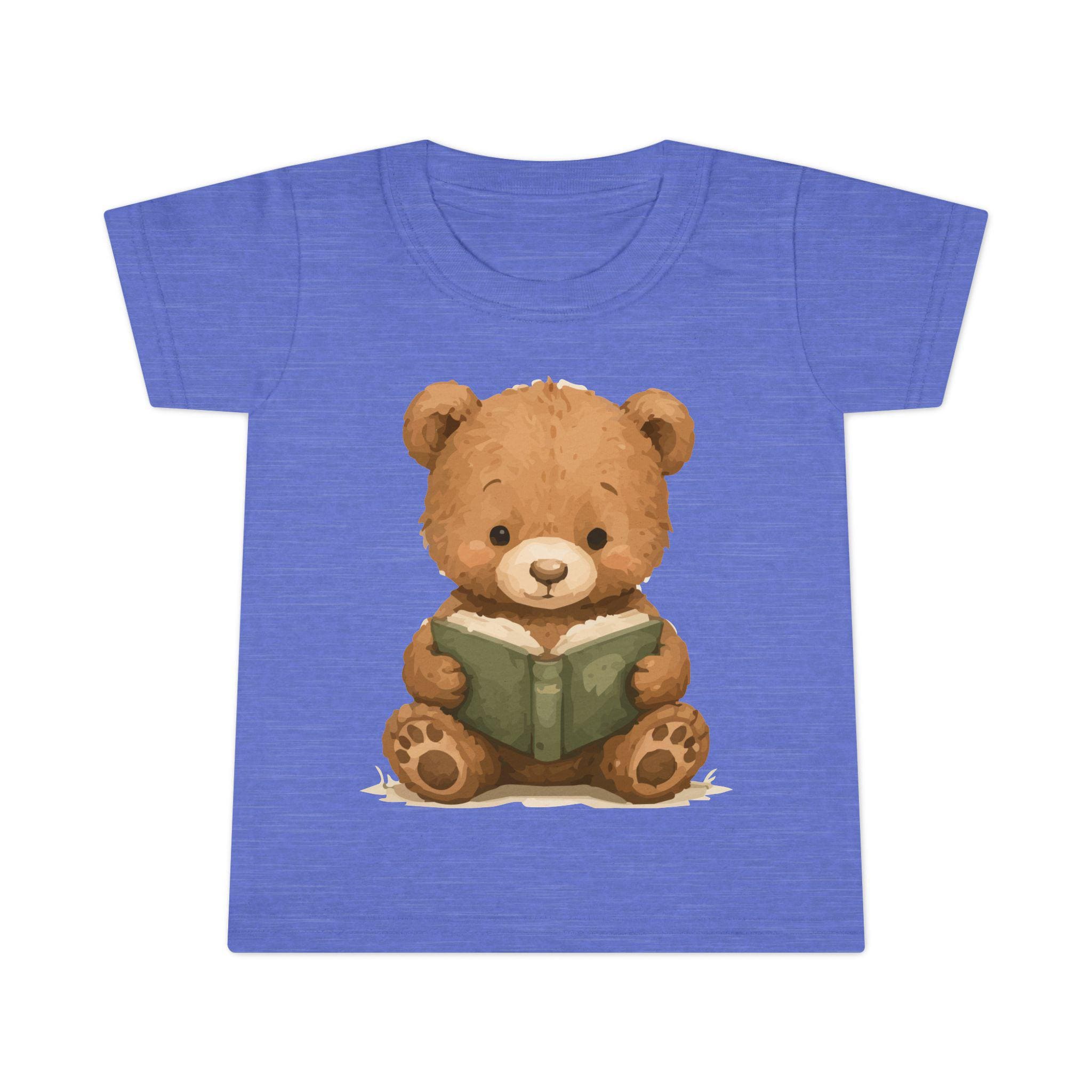 Toddler T-Shirt: Reading Teddy Bear Graphic Tee – Soft Cotton Apparel, Excellent Gift!
