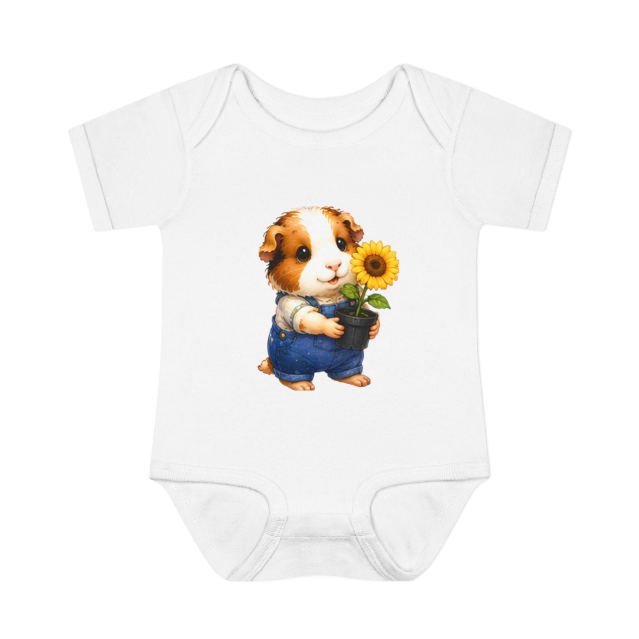 Guinea Pig Sunflower Infant Bodysuit | Garden Baby Onesie, Cotton Comfort, Excellent Gift!