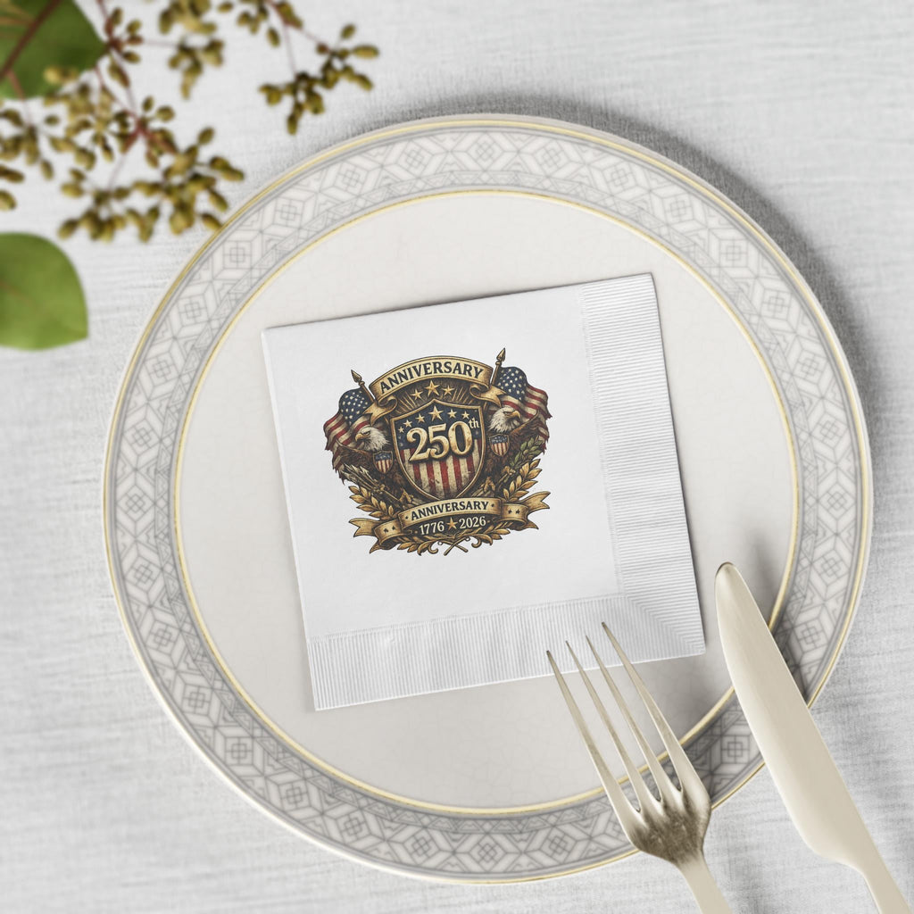 250th Anniversary Crest Napkins | 1776-2026 Patriotic Party Napkin, Excellent Gift!