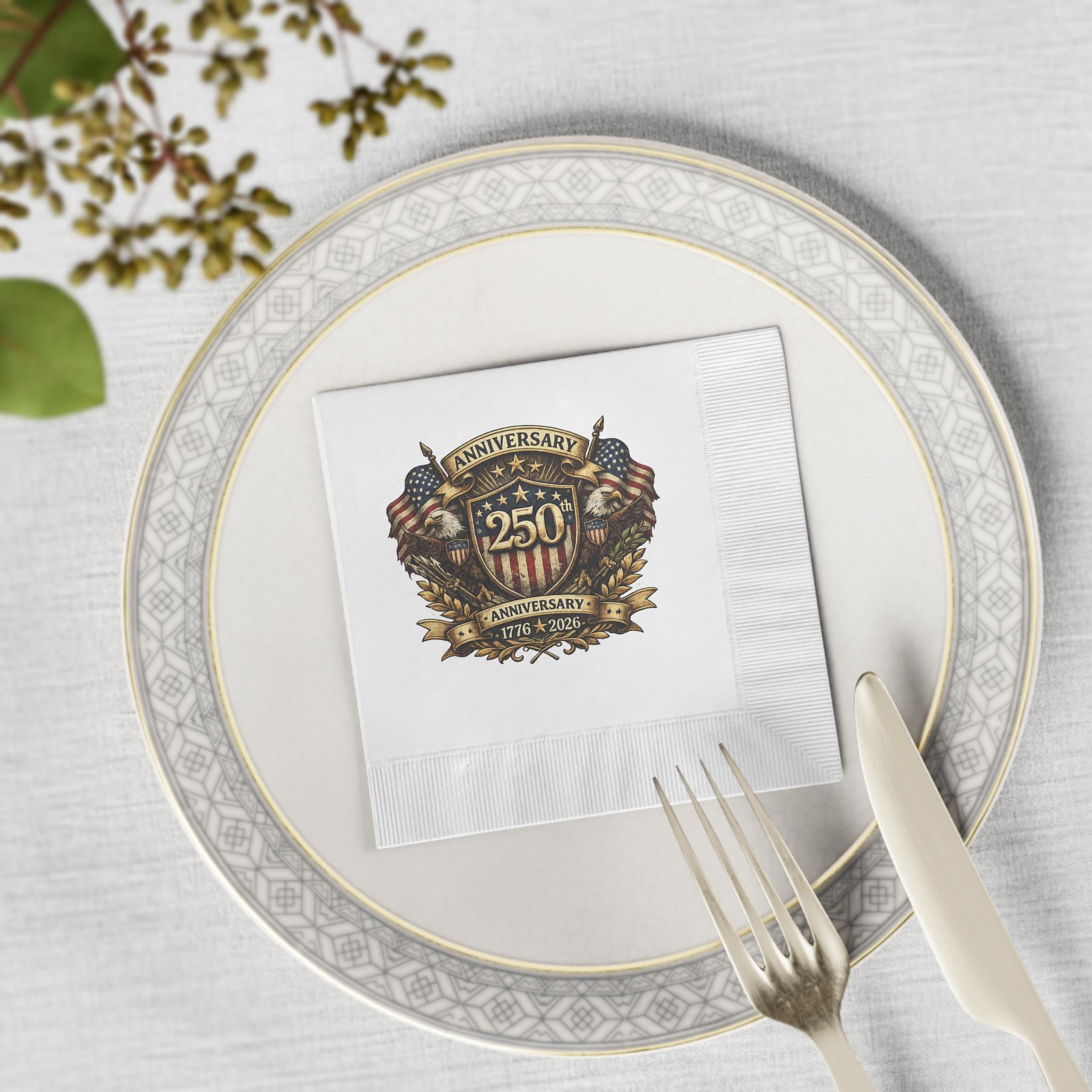 250th Anniversary Crest Napkins | 1776-2026 Patriotic Party Napkin, Excellent Gift!