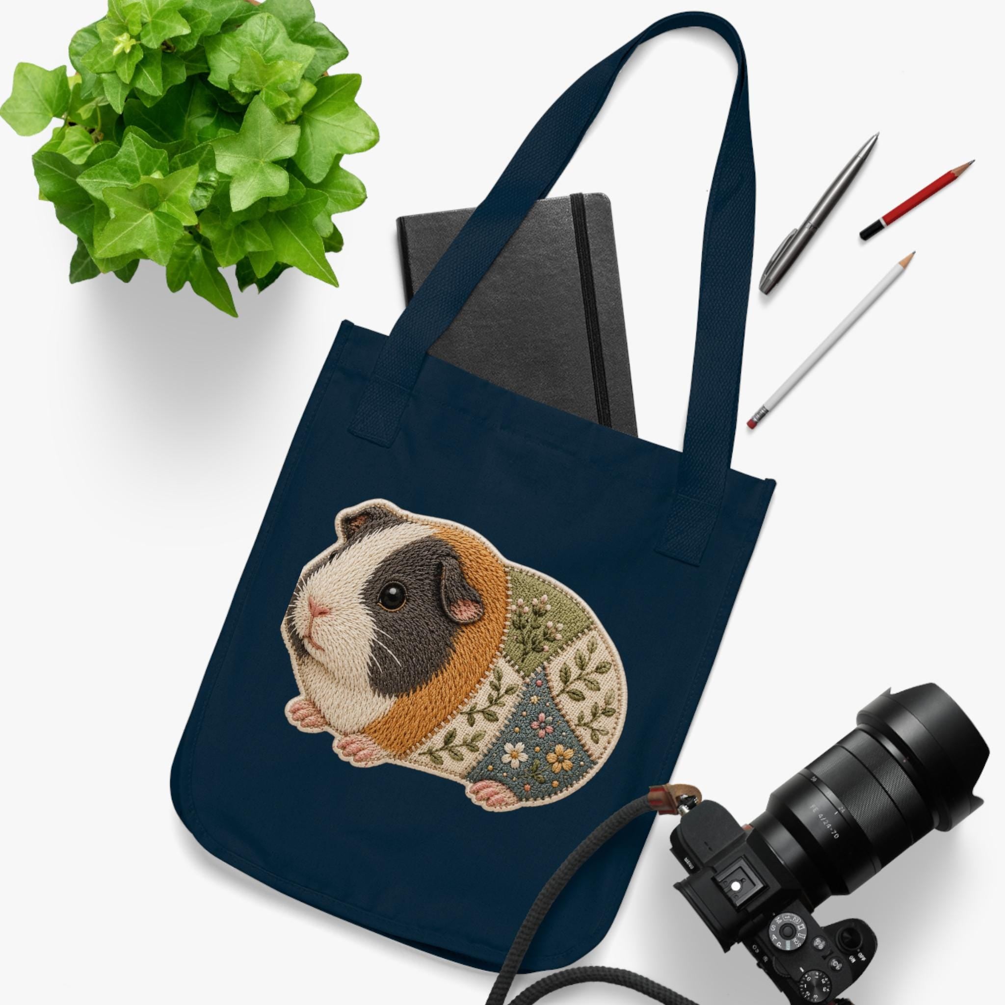 Embroidered Guinea Pig Tote Bag | Organic Cotton Canvas Grocery Bag, Excellent Gift!
