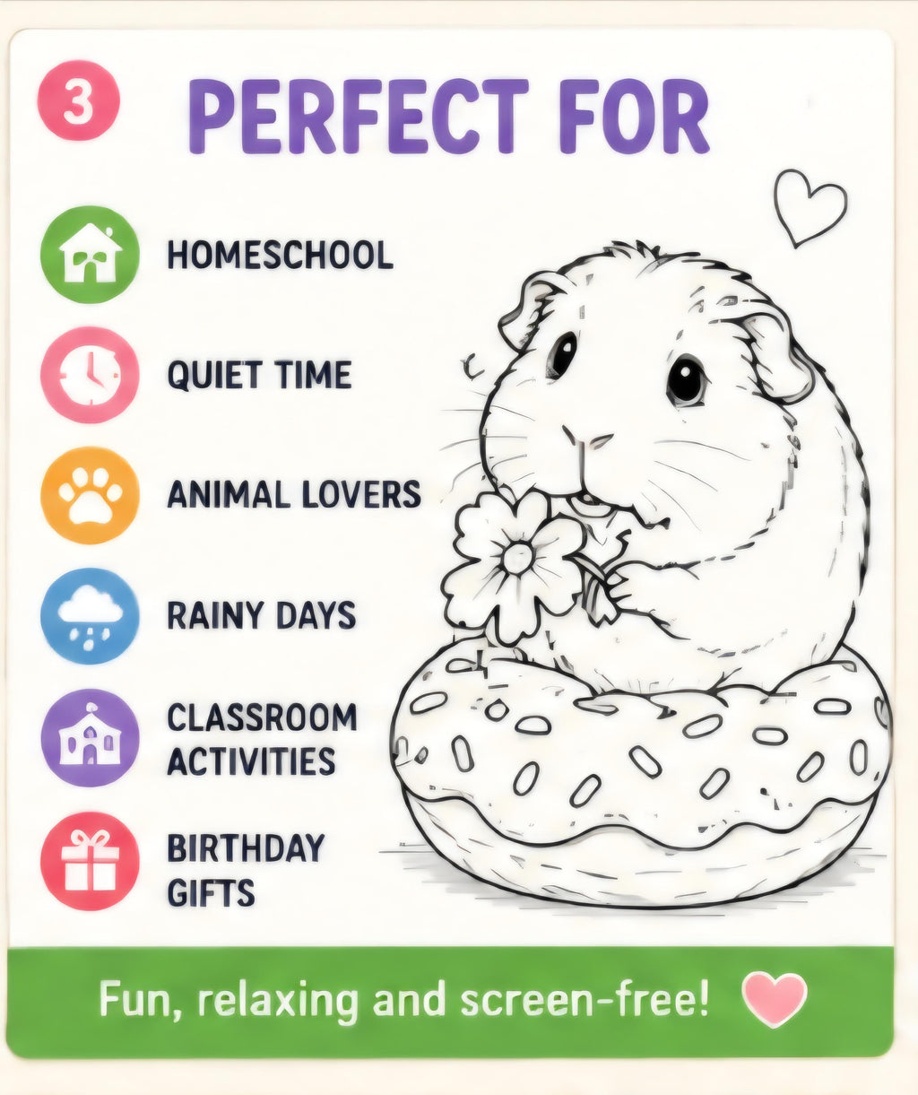 Guinea Pig Coloring Book, 30+ Printable Pages, Gift for Parents, Gift for Children, Kids Activity (Instant Download)