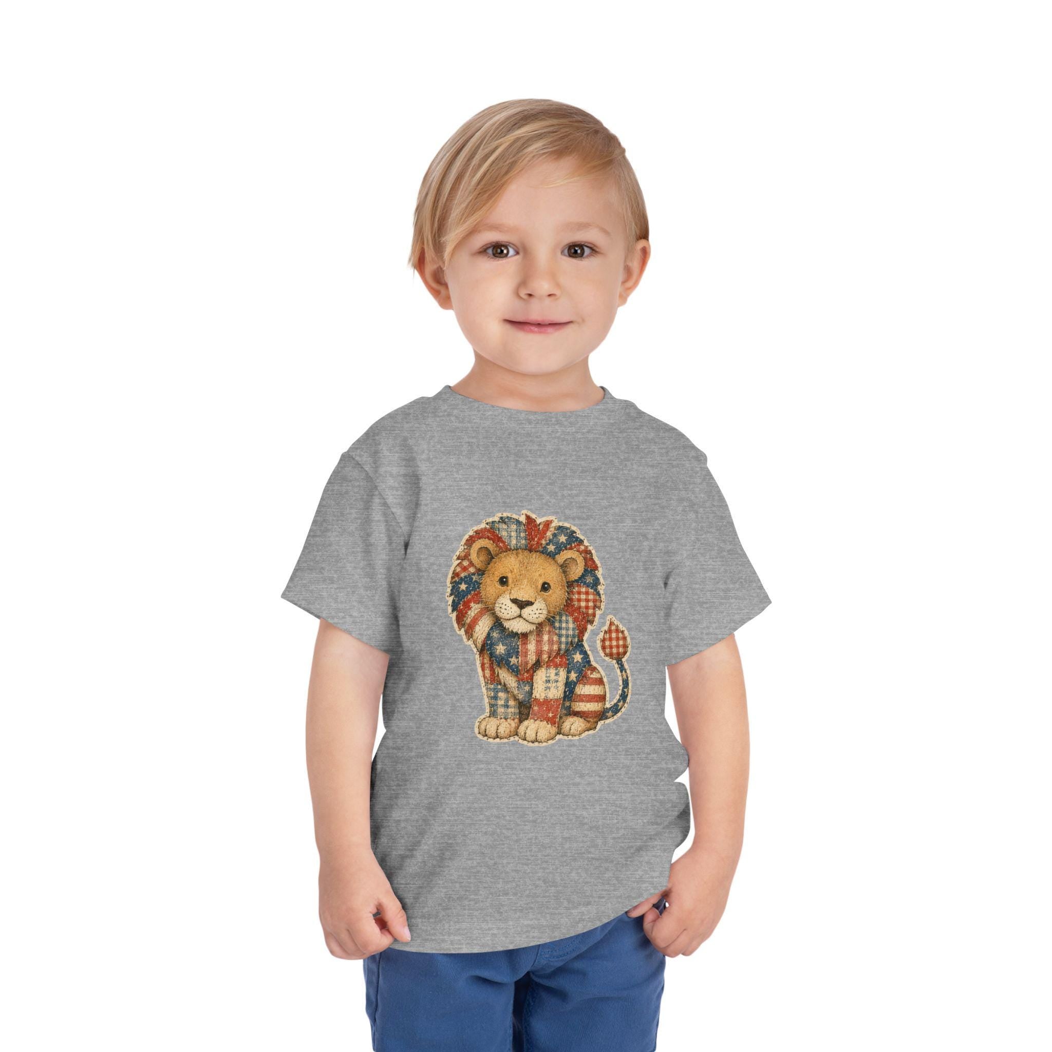 Patchwork Lion Toddler Tee | Hand-Drawn Nursery Animal Shirt, Excellent Gift!