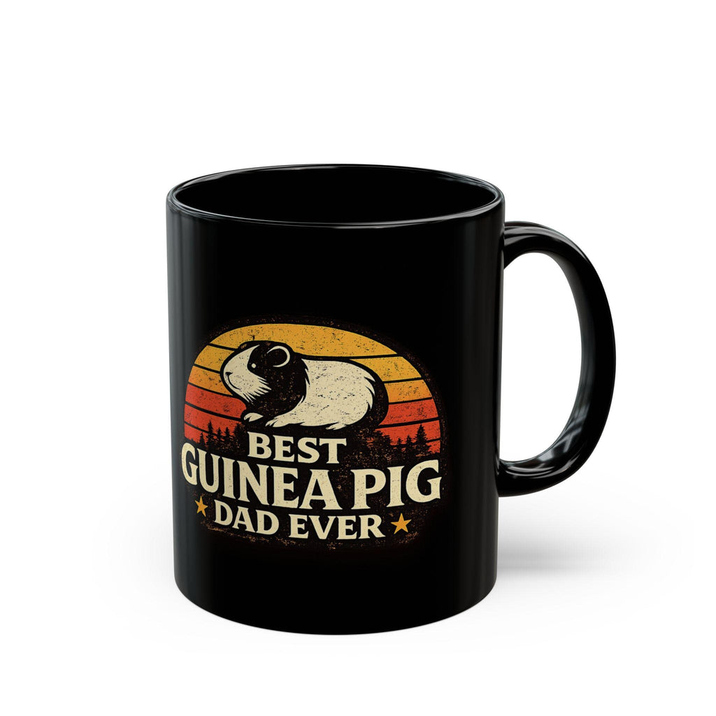 Guinea Pig Dad Retro Sunset Mug | Black Ceramic Coffee Cup, Excellent Gift!