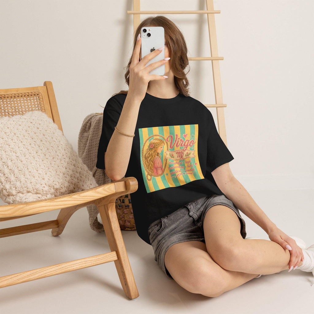 Virgo Zodiac Maiden Tee | Retro Striped Astrology Graphic Tee, Excellent Gift!