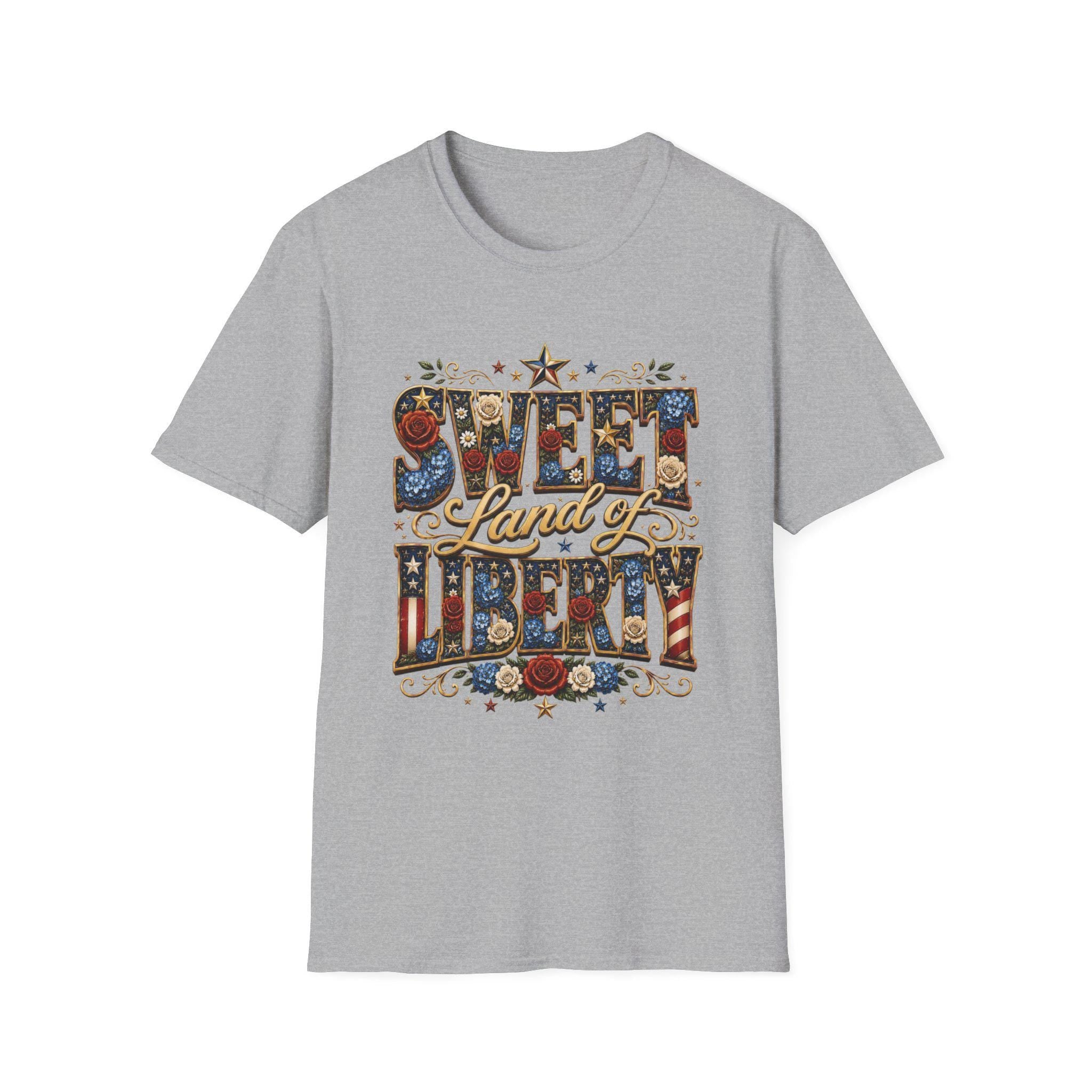 Sweet Land of Liberty T-Shirt | Americana Floral Stars, 250th Anniversary, 4th July, Excellent Gift!