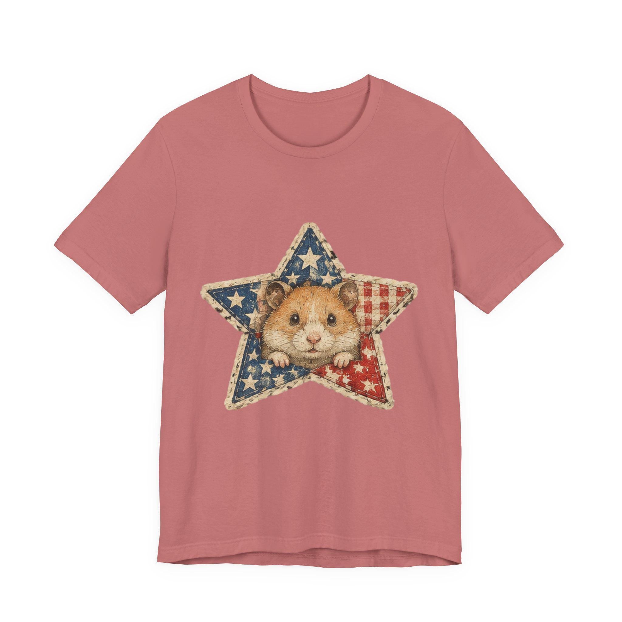 Patriotic Star Hamster T-Shirt | Americana Flag Star Tee, Excellent Gift!