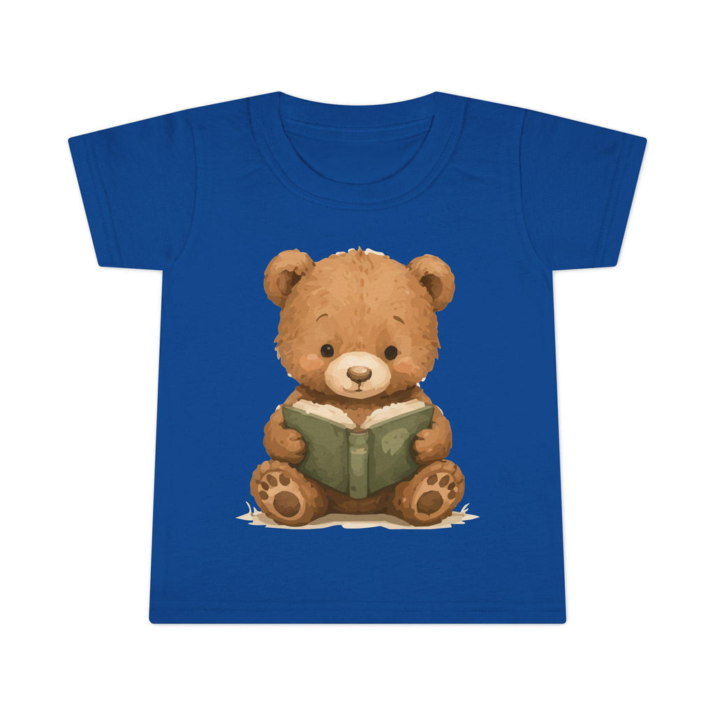 Toddler T-Shirt: Reading Teddy Bear Graphic Tee – Soft Cotton Apparel, Excellent Gift!