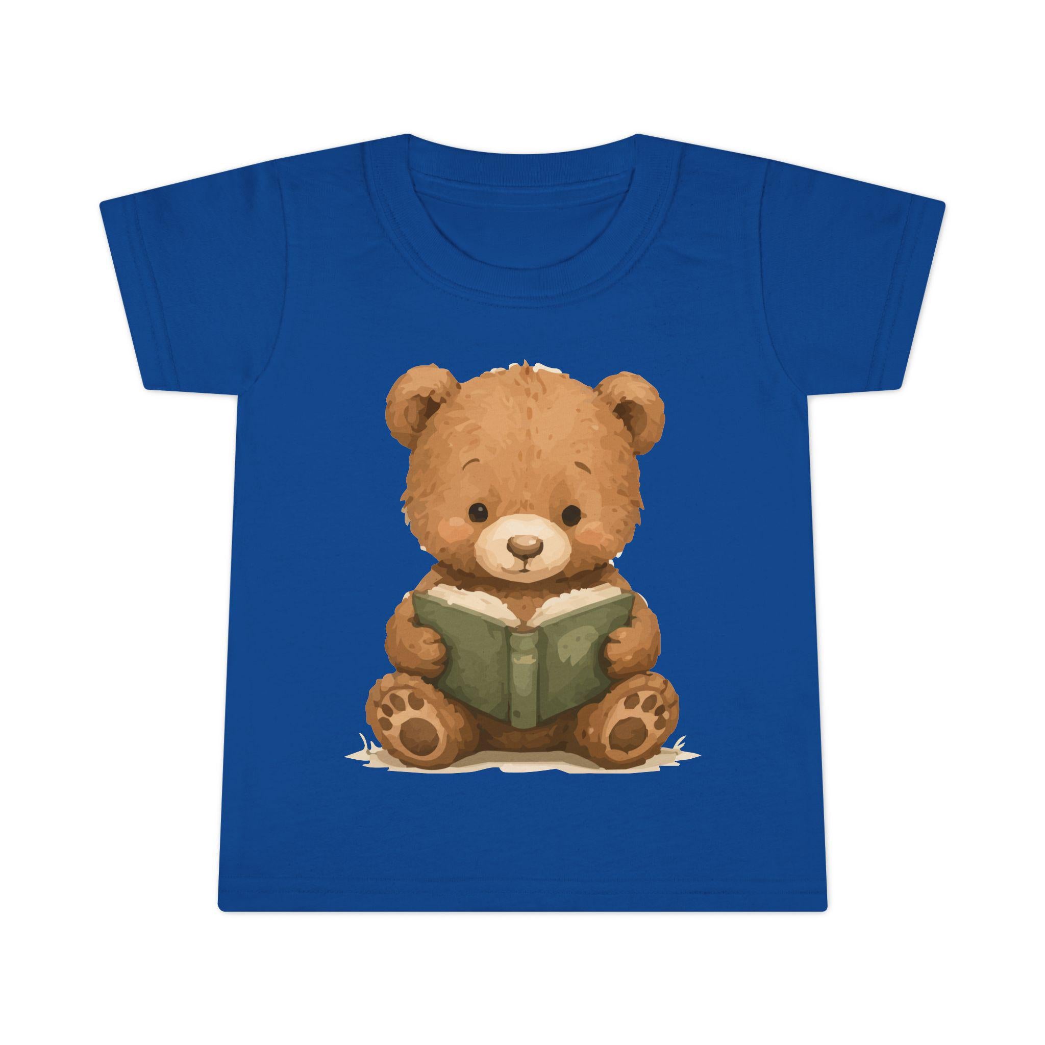 Toddler T-Shirt: Reading Teddy Bear Graphic Tee – Soft Cotton Apparel, Excellent Gift!